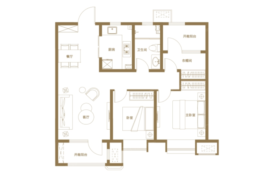 青岛装修方案-青岛印象·滟 3室2厅1卫 95平米 